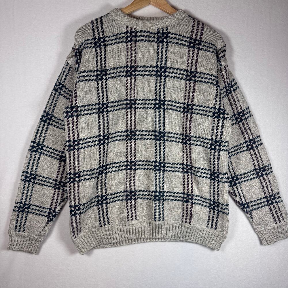 OLD GLORY Slouchy Plaids Mens Knit Sweater Grandpacore 100% Cotton Made in USA